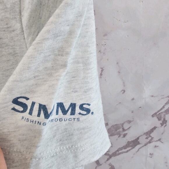 Simms T Shirt Womens Large Gray Blue Fish Short Sleeve Crew Neck - Picture 8 of 11